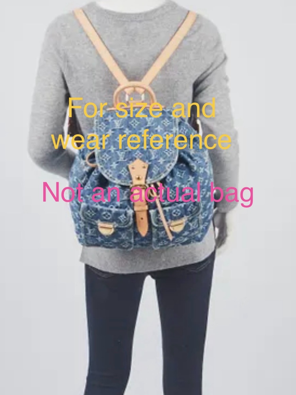 Stylish Fashion Denim Backpack with Tan Leather Trim - Picture 14 of 14